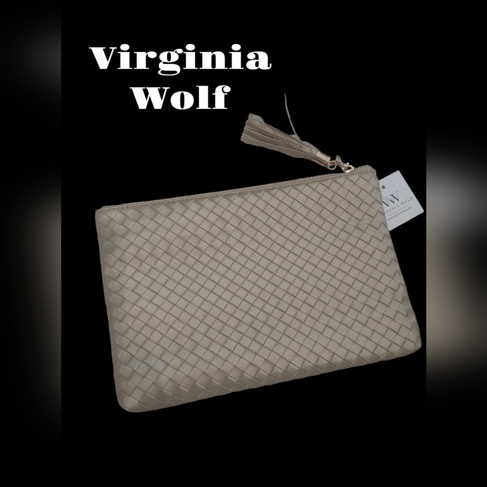 Virginia Wolf leather metallic pouch bag